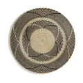 Close-up detail of hand-woven straw wall hanging showing natural texture and unique patterns. - 71cm