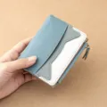 Mini color-block women wallet multi-functional cute card holder small coin purse with zipper - Blue