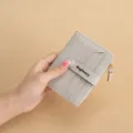 Grey short wallet with crocodile texture, multi-card slots and coin pocket for women. - Light Gray