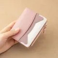 Fashion Korean style women wallet multi-function mini card bag cute contrast color purse - Pink