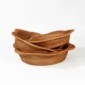 Panier a fruit en rotin fait main, lot de 3 plateau de rangement decoratif pour la maison. - Corbeille de Fruits Dentelle Fond Rond Ensemble de 3 Pièces