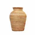 Nordic woven rattan vase home decor, natural wicker flower arrangement container 9x21cm - Diameter 9cm Height 21cm