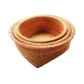 Panier de rangement en rotin, corbeille à fruits tissée en cœur, organisateur de bureau. - Ensemble de 3 Pièces Rond et Carré