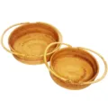 Panier de fruits en rotin style pastoral européen, corbeille de rangement créative avec poignée. - Corbeille de Fruits Ovale Portable Ensemble de 2 Pièces