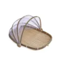 Plateau de rangement rectangulaire en bambou tressé fait main avec housse en filet pour les fruits - Rectangulaire 34x29cm