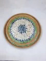 Handmade Rattan Woven Shell Round Tray Blue Green Mosaic Decorative Fruit Serving Tray - 30CM 0.4kg