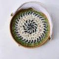 Handcrafted Rattan Fruit Basket with Shell Mosaic and Mesh Cover for Practical Home Food Storage. - Blossom Shell Mesh