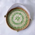 Handmade rattan woven fruit basket with mesh food cover and colorful shell mosaic tray. - Green Grape Shell Mesh