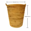 Panier à linge en rotin corbeille de rangement ronde en osier avec poignées 35x38.5cm - Seau de Rangement Oreilles (35x38.5cm)