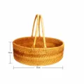 European style rattan woven fruit basket oval portable storage basket with dual handles 32cm - Large (32x10cm)
