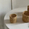 Panier de rangement en rotin tressé à la main, petit organisateur de bureau pour la maison. - Petit (20g)