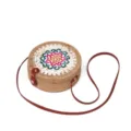 Runde Rattan Umhaengetasche mit bunten Muschel Blumenmuster, retro Sommer Strand Tasche. - Muschel 2