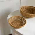 Handcrafted woven rattan hollow storage tray for fruit, snacks, and daily organization. - S
