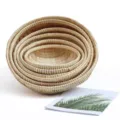 Panier de rangement tissé en bambou rond imbriqué tamis traditionnel fruits légumes vue principale - Lot de 6 Pièces