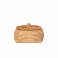 Japanese Natural Woven Rattan Storage Box with Lid 12x9cm Desktop Organizer Basket - 12x9cm / Round-Bottom Square-Top Storage Box