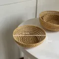 Handcrafted rattan woven hollow storage tray fruit snack serving plate basket desktop organizer - M
