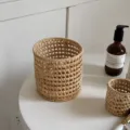 Panier de rangement tissé à la main en rotin organisateur de bureau petit conteneur décoration - Très Grand (100g)