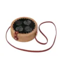 Runde Rattan Umhängetasche Vintage Gewebte Strohtasche Retro Boho Mini Handtasche - Muschel 5