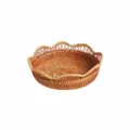 Rattan woven fruit basket with scalloped lace edge, 22cm diameter 7cm height storage. - Scalloped Edge Fruit Basket / Small (22x7cm)