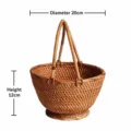 Vietnamese rattan woven handheld fruit basket, desktop sundries storage basket 20cm - Rattan Cup-shaped Fruit Basket with Ears