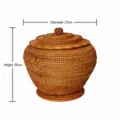 Chinesischer Rattan Teedose Aufbewahrung Behälter Mit Deckel Handgemachte Teekuchen Box Korb - Groß Durchmesser 27cm * Höhe 25cm