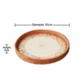 Nordic round rattan tray with natural shell mosaic, stylish decorative serving plate for home use. - Hexagram Pattern Tray / Large (Diameter 35cm)