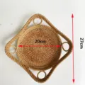 Cesta de frutas de ratán tejido a mano bandeja de almacenamiento creativa para el hogar - Grande (34x26cm)