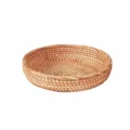 Natural round woven rattan fruit basket, shallow design, 26cm diameter, 5cm height. - L