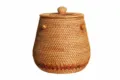 Handgemachte Teedose aus natürlichem Rattan mit Deckel, traditioneller chinesischer Teebehälter. - Durchmesser 15cm * Höhe 21cm