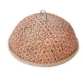 Couvercle de protection alimentaire en bambou tissé traditionnel avec poignée en métal. - Couvercle 28cm + Plateau 30cm / Café