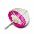 Handwoven bamboo palm leaf fan traditional cooling summer hand fan vintage oriental style - Rose Red (Large)