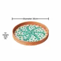 Round rattan shell decorative serving tray 30cm, natural handmade fruit tea plate. - Small (Diameter 30cm) / Natural Color