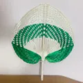Ventaglio in vimini di bambù tradizionale fatto a mano, ventaglio estivo verde e bianco. - Verde (Grande)