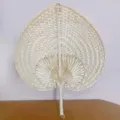 Ventaglio di bambù intrecciato a mano, tradizionale ventaglio estivo in fibra vegetale naturale. - Colore Originale (Grande)