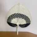 Ventaglio di bambù intrecciato a mano modello nero bianco tradizionale estivo - Nero (Grande)