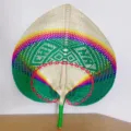 Ventaglio in bambù intrecciato fatto a mano tradizionale cinese colorato stile estivo. - Colorato Grande Verde Bianco (Tessuto Fine)