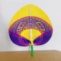 Ventaglio in bambù intrecciato colorato fatto a mano tradizionale estivo fresco - Colorato Grande Giallo Viola (Tessuto Fine)