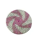 Japanese straw woven hot pot mat, colorful spiral pattern kitchen insulation pad for bowls dishes - Pink White