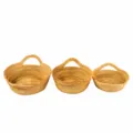 Handmade rattan fruit basket set of three, creative storage basket for home snack. - Three-Piece Set