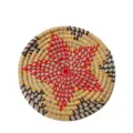 Japanese straw woven placemat insulated round pot mat kitchen tableware heat resistant pad - Red Yellow Black