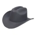 Donkergrijze wollen vilt cowboyhoed detailweergave, klassieke jazzhoed met omhoog gebogen rand. - Grijs