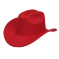 Close-up detail van de rode vilt western cowboy hoed met fijne textuur en omhoogrand. - Rood
