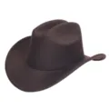 Bruine wollen vilt westerse cowboyhoed met opgekrulde rand, vintage jazzpet voor winter. - M (56-58cm) / koffiekleur