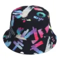 Zwarte vissershoed met kleurrijke abstracte penseelstreek print lente herfst mode zonbescherming - Stijl 1