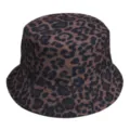 Bruine luipaardprint bucket hat, casual buiten zonbescherming mode hoed detailweergave. - 8#