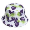 Leuke cartoon druiven print vissershoed, witte casual zonnehoed met leuk fruit patroon. - 13#