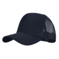 Detailopname van de ademende mesh achterkant en de gebogen klep van een zwarte baseballcap. - Verstelbaar (56-58cm) / Zwart En Zwart Gaas