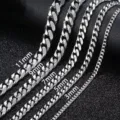 Stainless steel Cuban link chain for men and women, multiple widths from 3mm to 11mm, hip hop style. - 1.8 Six-Sided Grinding Chain-Width 6.6mm-Length 50cm