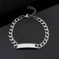 Men's stainless steel Cuban link ID bracelet, hip hop style polished metal jewelry for men. - Chain Width 6mm - With Extension Chain / Silver
