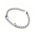 Stainless steel Cuban link ID bracelet detail, men's hip hop silver metal wrist chain. - 6mm Width / Silver